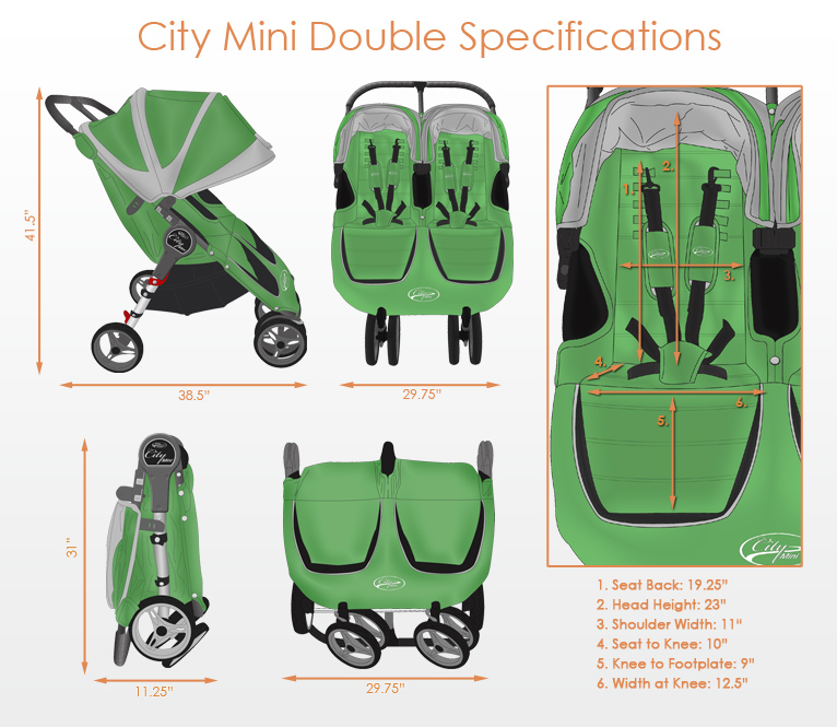 city mini double stroller width
